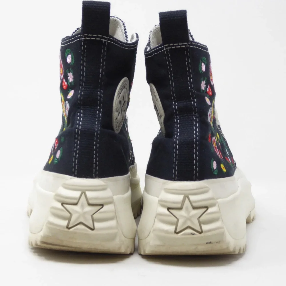 Converse Womens Run Star Hike High Top Black Floral Embroidered A02192C Size 10 - Picture 6 of 10